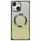 For iPhone 14 Plus Square Gradient Magsafe Electroplating TPU Phone Case(Green) - 1