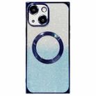 For iPhone 14 Square Gradient Magsafe Electroplating TPU Phone Case(Blue) - 1