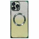 For iPhone 14 Pro Square Gradient Magsafe Electroplating TPU Phone Case(Green) - 1