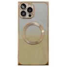 For iPhone 14 Pro Max Square Gradient Magsafe Electroplating TPU Phone Case(Gold) - 1