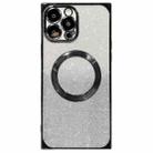 For iPhone 13 Pro Max Square Gradient Magsafe Electroplating TPU Phone Case(Black) - 1