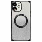 For iPhone 12 Square Gradient Magsafe Electroplating TPU Phone Case(Black) - 1