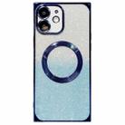 For iPhone 12 Square Gradient Magsafe Electroplating TPU Phone Case(Blue) - 1