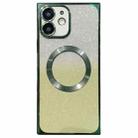 For iPhone 12 Square Gradient Magsafe Electroplating TPU Phone Case(Green) - 1