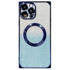 For iPhone 12 Pro Max Square Gradient Magsafe Electroplating TPU Phone Case(Blue) - 1