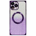 For iPhone 11 Pro Max Square Gradient Magsafe Electroplating TPU Phone Case(Purple) - 1