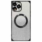 For iPhone 11 Pro Max Square Gradient Magsafe Electroplating TPU Phone Case(Black) - 1