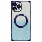 For iPhone 11 Pro Max Square Gradient Magsafe Electroplating TPU Phone Case(Blue) - 1
