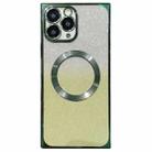 For iPhone 11 Pro Max Square Gradient Magsafe Electroplating TPU Phone Case(Green) - 1