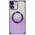 For iPhone 11 Square Gradient Magsafe Electroplating TPU Phone Case(Purple) - 1