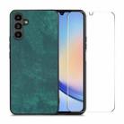 For Samsung Galaxy A34 5G ENKAY Retro Leather Skin PC Phone Case with High Aluminum-silicon Glass Film(Green) - 1