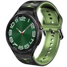 For Samsung Galaxy Watch 6 Classic 47mm Curved Texture Silicone Watch Band(Black+Green) - 1