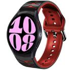 For Samsung Galaxy Watch 6 44mm Curved Texture Silicone Watch Band(Black+Red) - 1