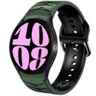 For Samsung Galaxy Watch 6 40mm Curved Texture Silicone Watch Band(Army Green+Black) - 1