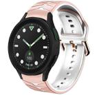 For Samsung Galaxy watch 5 Golf Edition Curved Texture Silicone Watch Band(Pink+White) - 1