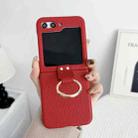 For Samsung Galaxy Z Flip5 5G Litchi Leather Ring Shockproof Phone Case(Red) - 1