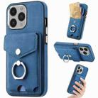 For  iPhone 14 Pro Max Electroplating Skin-feel Leather Ring Card Wallet Phone Case(Blue) - 1