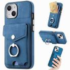 For  iPhone 15 Plus Electroplating Skin-feel Leather Ring Card Wallet Phone Case(Blue) - 1