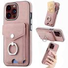 For iPhone 15 Pro Max Electroplating Skin-feel Leather Ring Card Wallet Phone Case(Pink) - 1