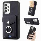 For Samsung Galaxy A53 5G Electroplating Skin-feel Leather Ring Card Wallet Phone Case(Black) - 1