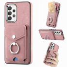 For Samsung Galaxy A53 5G Electroplating Skin-feel Leather Ring Card Wallet Phone Case(Pink) - 1