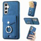 For Samsung Galaxy A13 5G Electroplating Skin-feel Leather Ring Card Wallet Phone Case(Blue) - 1