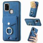 For Samsung Galaxy A21S Electroplating Skin-feel Leather Ring Card Wallet Phone Case(Blue) - 1