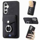 For Samsung Galaxy A34 5G Electroplating Skin-feel Leather Ring Card Wallet Phone Case(Black) - 1