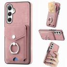For Samsung Galaxy A34 5G Electroplating Skin-feel Leather Ring Card Wallet Phone Case(Pink) - 1