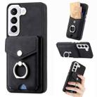 For Samsung Galaxy S22 5G Electroplating Skin-feel Leather Ring Card Wallet Phone Case(Black) - 1