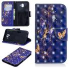 3D Colored Drawing Pattern Horizontal Flip Leather Case for Galaxy J4, with Holder & Card Slots & Wallet(Purple Butterfly) - 1