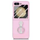 For Samsung Galaxy Z Flip5 5G Skin-Sensitive Integrated Ring Phone Case(Pink) - 1