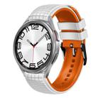 For Samsung Galaxy Watch 6 / 6 Classic 20mm Mesh Two Color Silicone Watch Band(White Orange) - 1