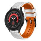 For Samsung Galaxy Watch 5 / 5 Pro 20mm Mesh Two Color Silicone Watch Band(White Orange) - 1