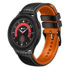 For Samsung Galaxy Watch 5 / 5 Pro 20mm Mesh Two Color Silicone Watch Band(Black Orange) - 1