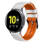 For Samsung Galaxy Watch Active 2 20mm Mesh Two Color Silicone Watch Band(White Orange) - 1