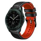 For Samsung Galaxy Watch 42mm 20mm Mesh Two Color Silicone Watch Band(Black Red) - 1