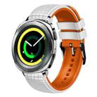 For Samsung Watch Gear Sport 20mm Mesh Two Color Silicone Watch Band(White Orange) - 1