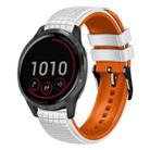 For Garmin Vivoactive 4 22mm Mesh Two Color Silicone Watch Band(White Orange) - 1