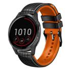 For Garmin Vivoactive 4 22mm Mesh Two Color Silicone Watch Band(Orange Black) - 1