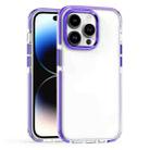 For iPhone 15 Pro Two-color TPU Transparent PC Shockproof Phone Case(Purple) - 1