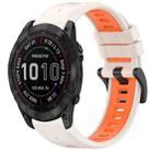 For Garmin Fenix 7X Sports Two-Color Quick Release Silicone Watch Band(Starlight+Orange) - 1