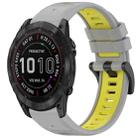 For Garmin Fenix 7X Sports Two-Color Quick Release Silicone Watch Band(Gray+Yellow) - 1