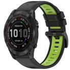 For Garmin Fenix 7X Sports Two-Color Quick Release Silicone Watch Band(Black+Green) - 1