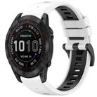 For Garmin Fenix 7X Sports Two-Color Quick Release Silicone Watch Band(White+Black) - 1