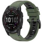 For Garmin Fenix 7X Sports Two-Color Quick Release Silicone Watch Band(Olive Green+Black) - 1