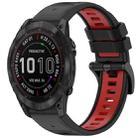 For Garmin Fenix 7X Sports Two-Color Quick Release Silicone Watch Band(Black+Red) - 1