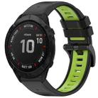 For Garmin Fenix 6X GPS Sports Two-Color Quick Release Silicone Watch Band(Black+Green) - 1