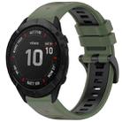 For Garmin Fenix 6X GPS Sports Two-Color Quick Release Silicone Watch Band(Olive Green+Black) - 1