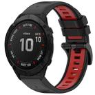 For Garmin Fenix 6X GPS Sports Two-Color Quick Release Silicone Watch Band(Black+Red) - 1